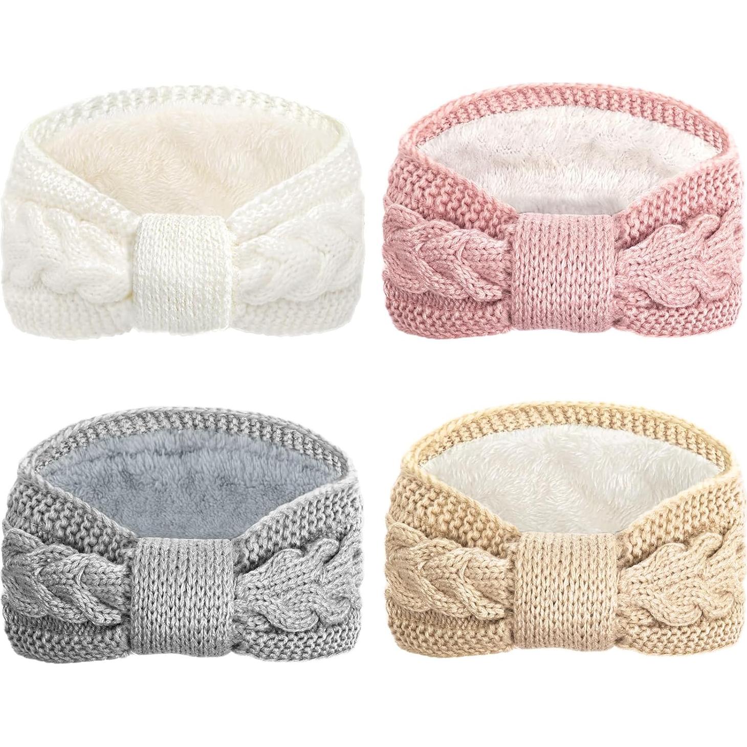 Diademas de Punto DRESHOW 4 Pcs con Forro Polar para Mujeres