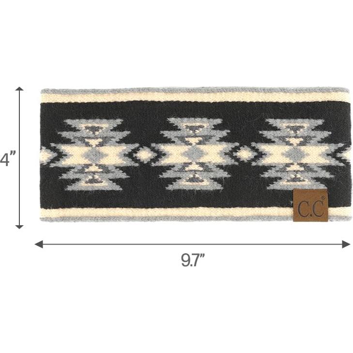 Diadema de Invierno C.C con Patrón del Suroeste - Negro