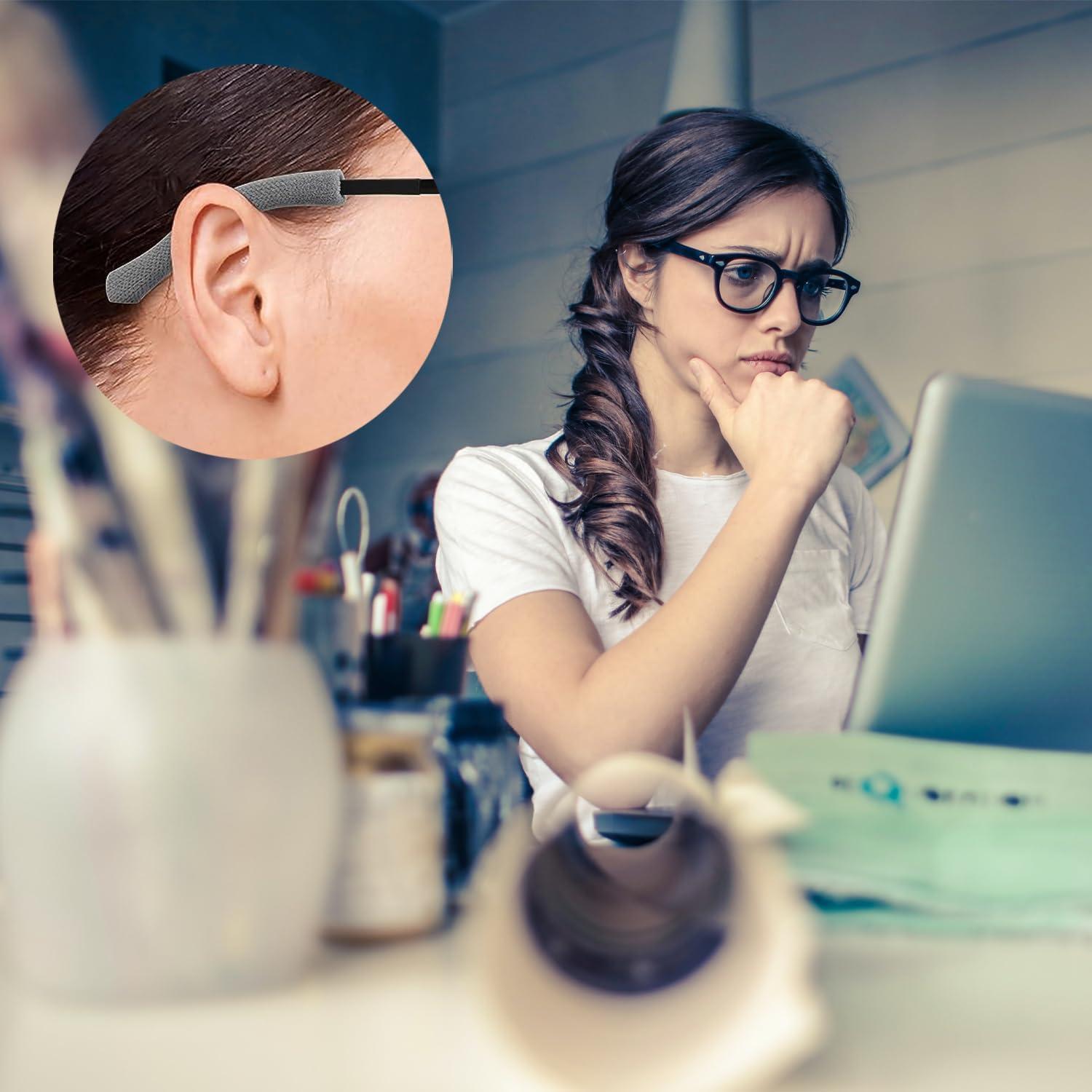 Booge 2 Pair Anti-Slip Soft Knitting Fabric Eyeglasses Temple Tips Sleeve Retainer