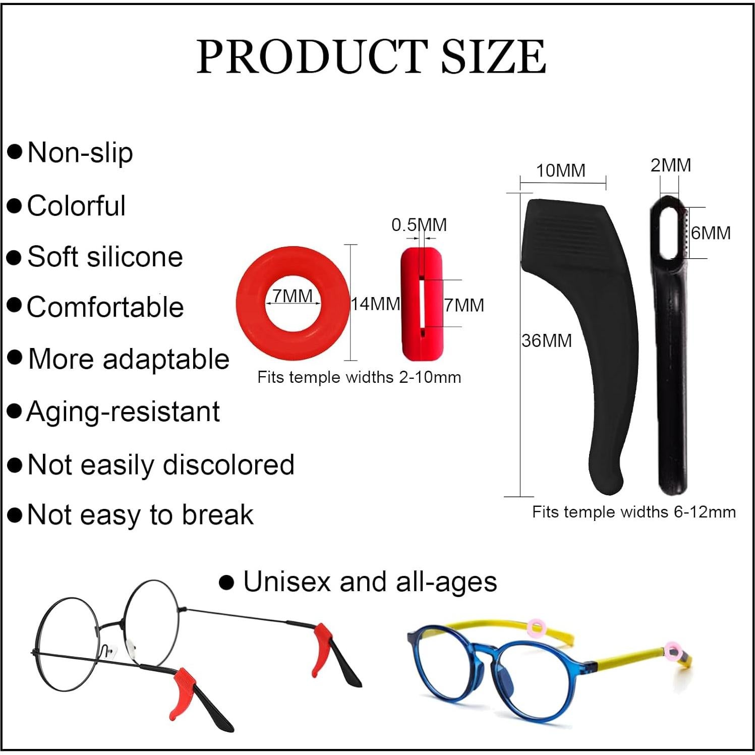 24 Pares de Sujetadores de Gafas de Silicona Multicolores