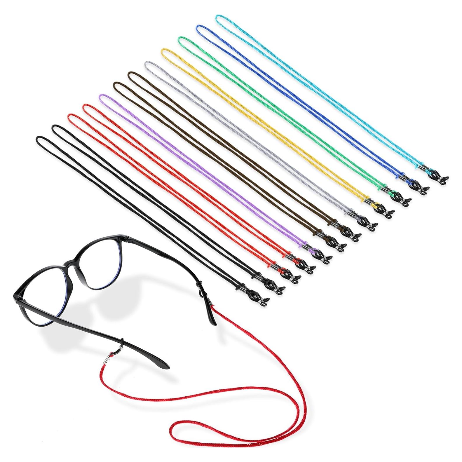 Paquete de 12 correas para gafas multicolores con hebilla de silicona