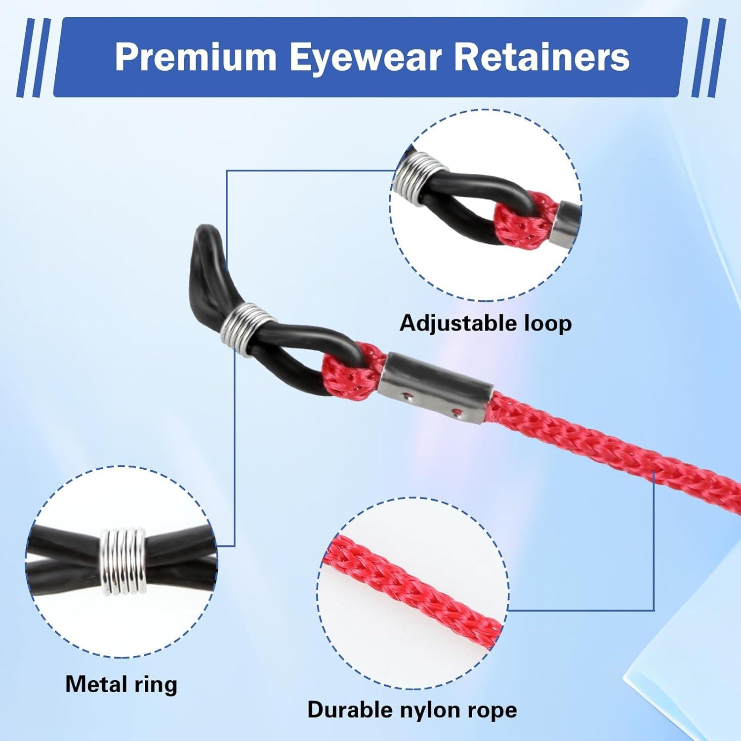 Paquete de 12 correas para gafas multicolores con hebilla de silicona