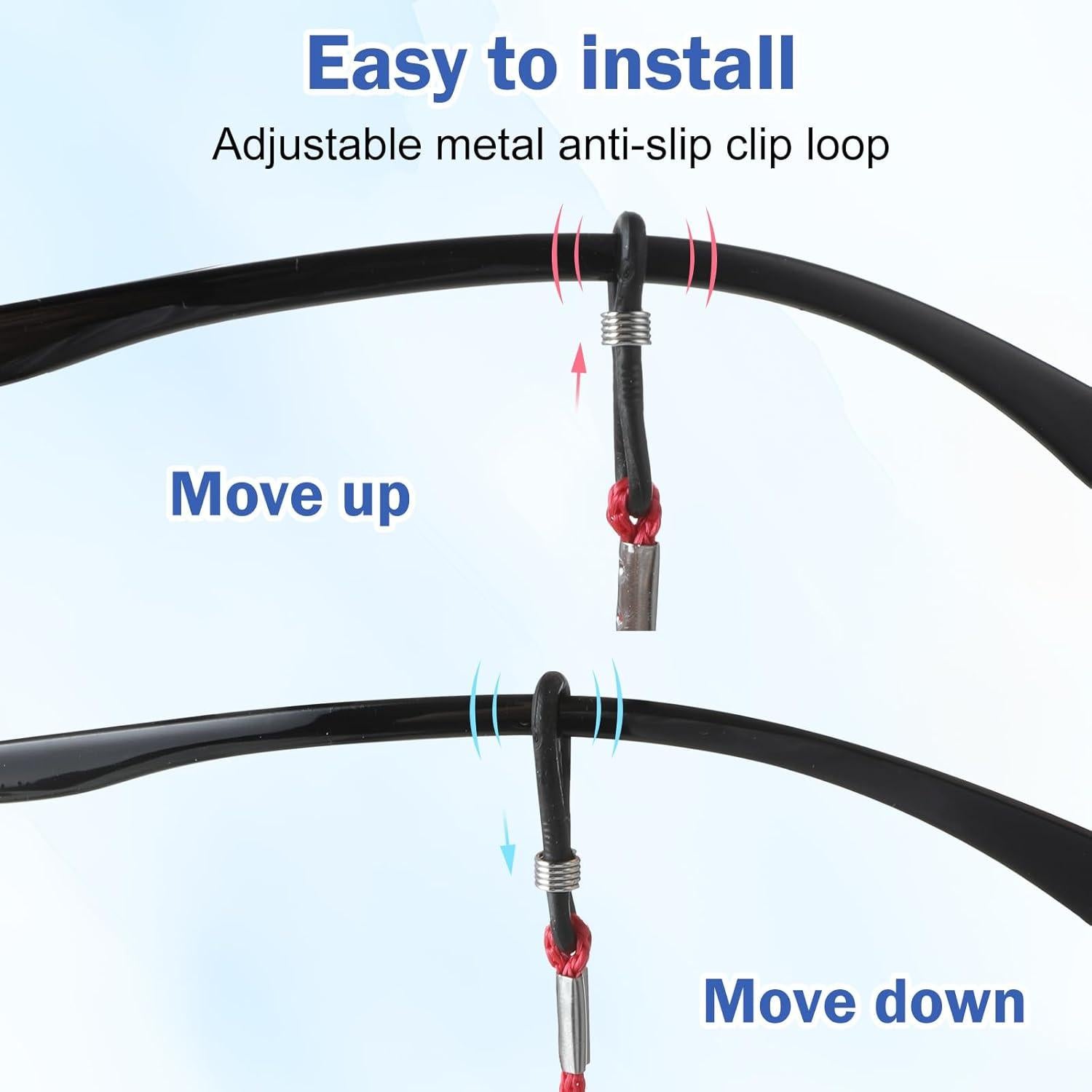 Paquete de 12 correas para gafas multicolores con hebilla de silicona