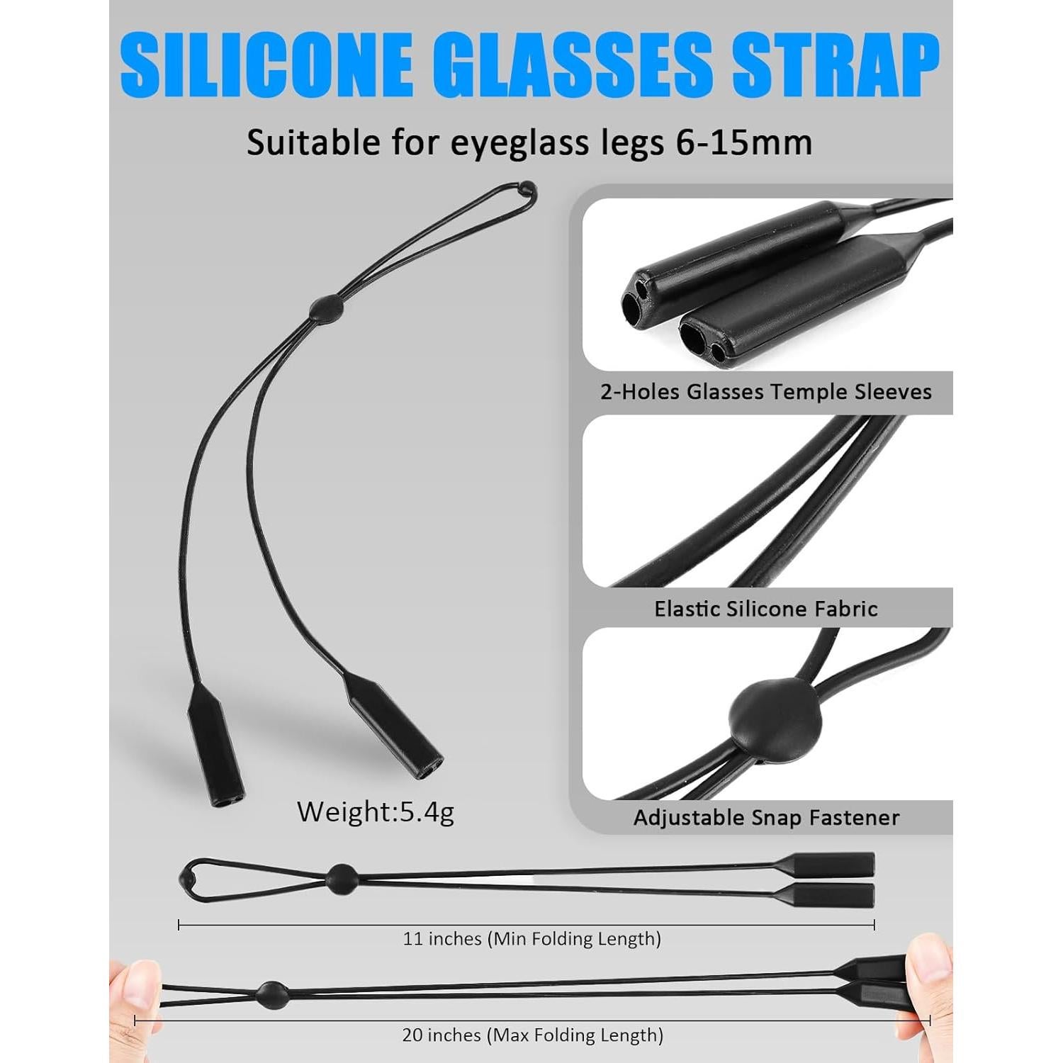 Correas de Gafas BILIONE - Paquete de 4 Estilos Ajustables