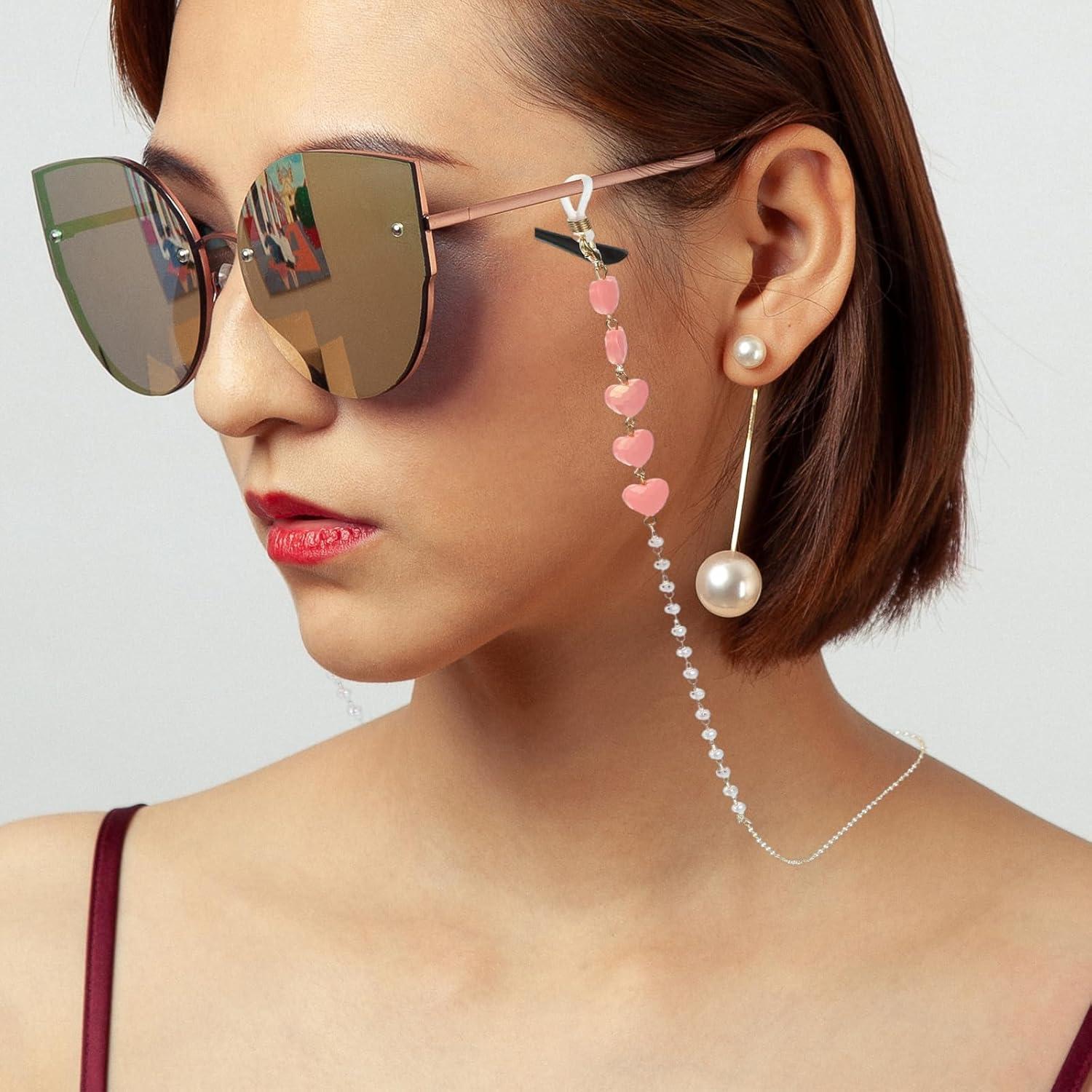 Cadena de Gafas uxcell Morado con Perlas Imitación 70cm