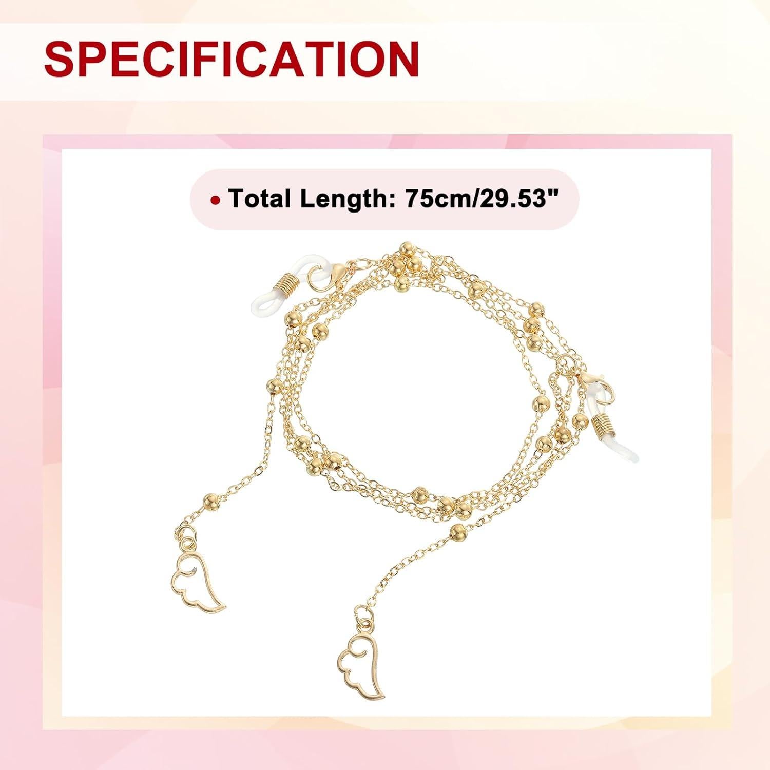 Cadena para Gafas uxcell 75cm Metal Oro Diseño Elegante