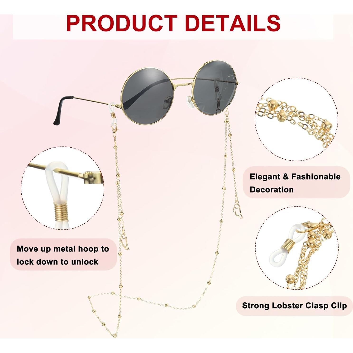 Cadena para Gafas uxcell 75cm Metal Oro Diseño Elegante