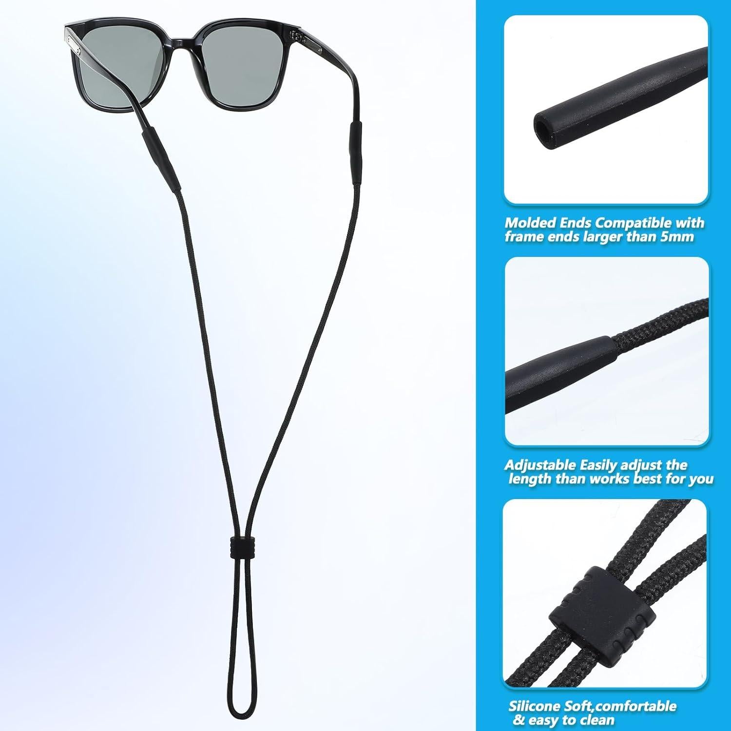 Correa para Gafas Elegaperma 4pcs Ajustable Nylon Negro