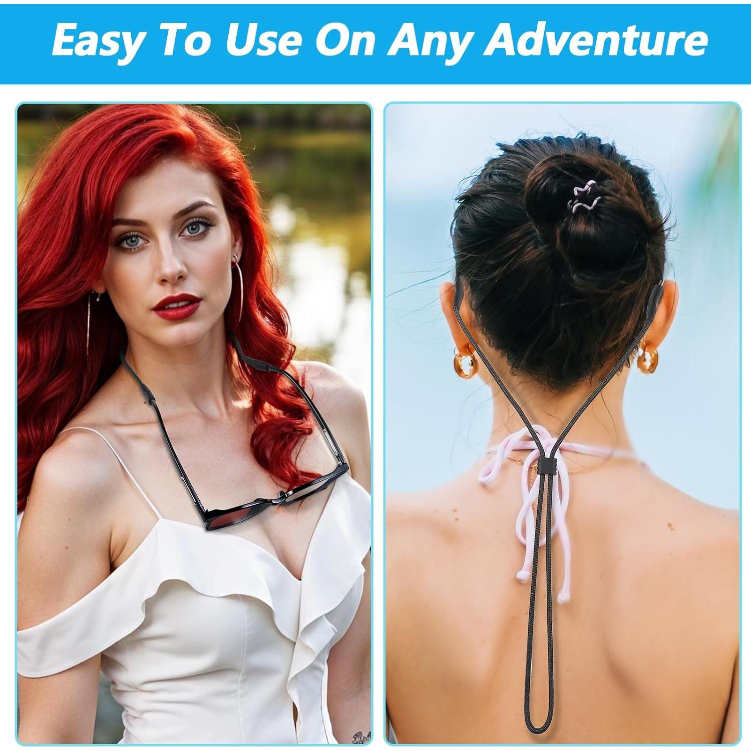 Correa para Gafas Elegaperma 4pcs Ajustable Nylon Negro