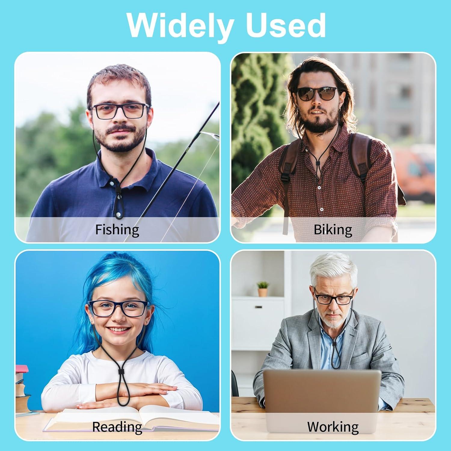 Correa para Gafas Elegaperma 4pcs Ajustable Nylon Negro