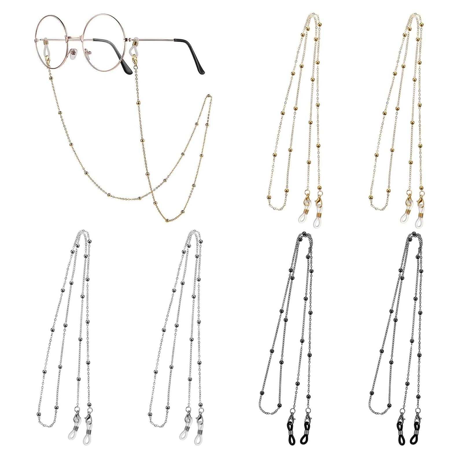 Cadena de Gafas con Perlas Hpmjz 6 Piezas Coloridas 63 cm