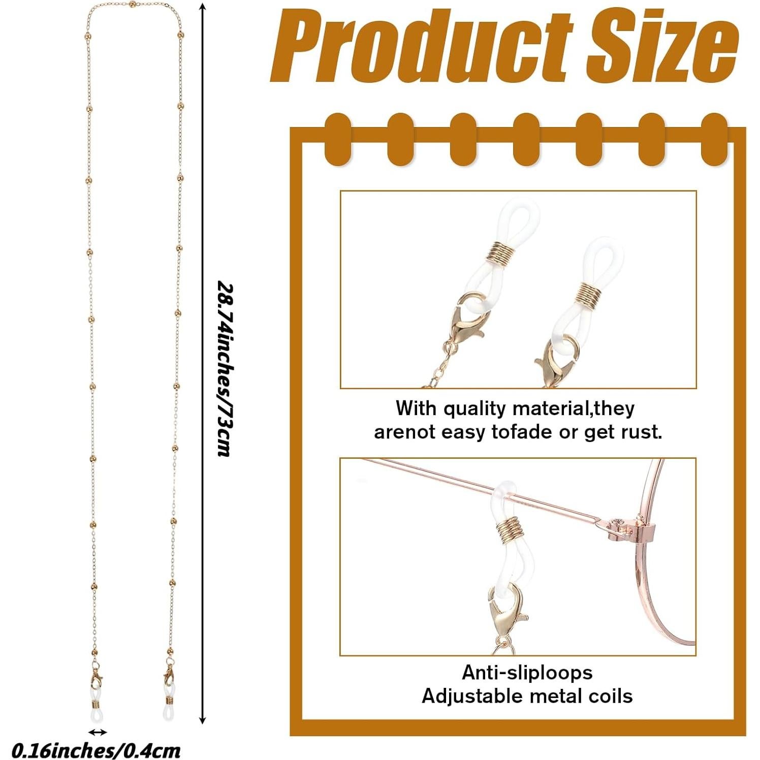 Cadena de Gafas con Perlas Hpmjz 6 Piezas Coloridas 63 cm