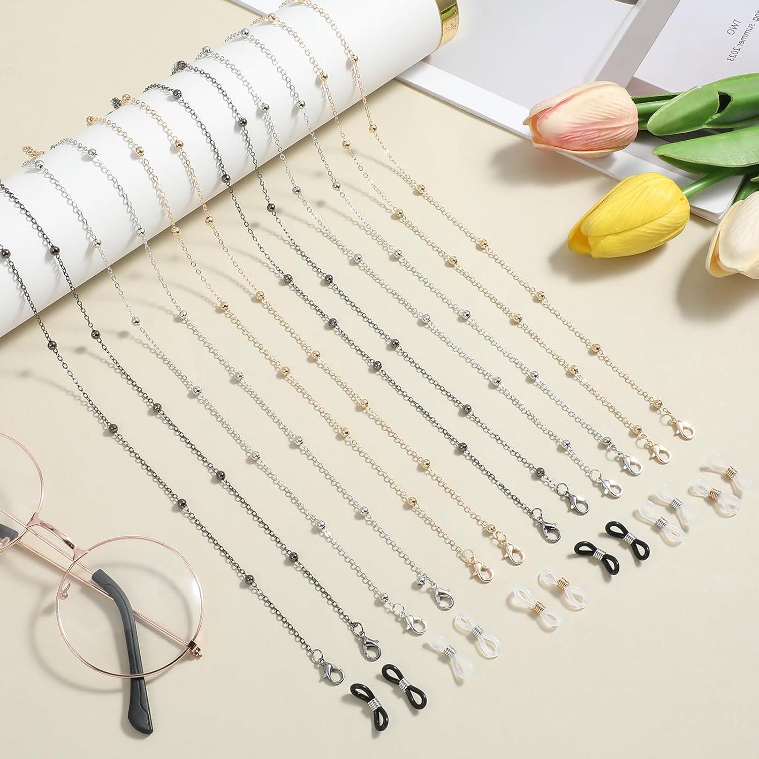 Cadena de Gafas con Perlas Hpmjz 6 Piezas Coloridas 63 cm