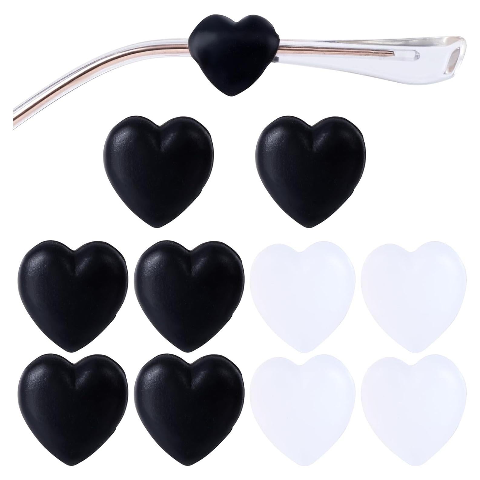 Grapas para Gafas de Silicona Suave - 5 Pares en Negro y Blanco