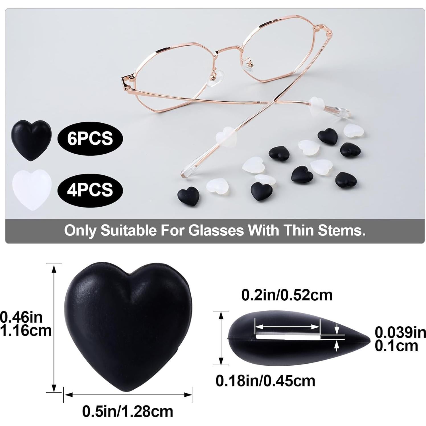 Grapas para Gafas de Silicona Suave - 5 Pares en Negro y Blanco