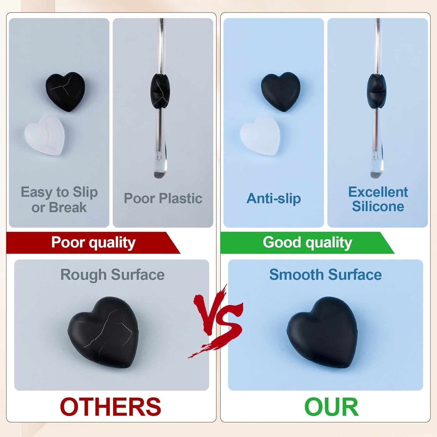 Grapas para Gafas de Silicona Suave - 5 Pares en Negro y Blanco