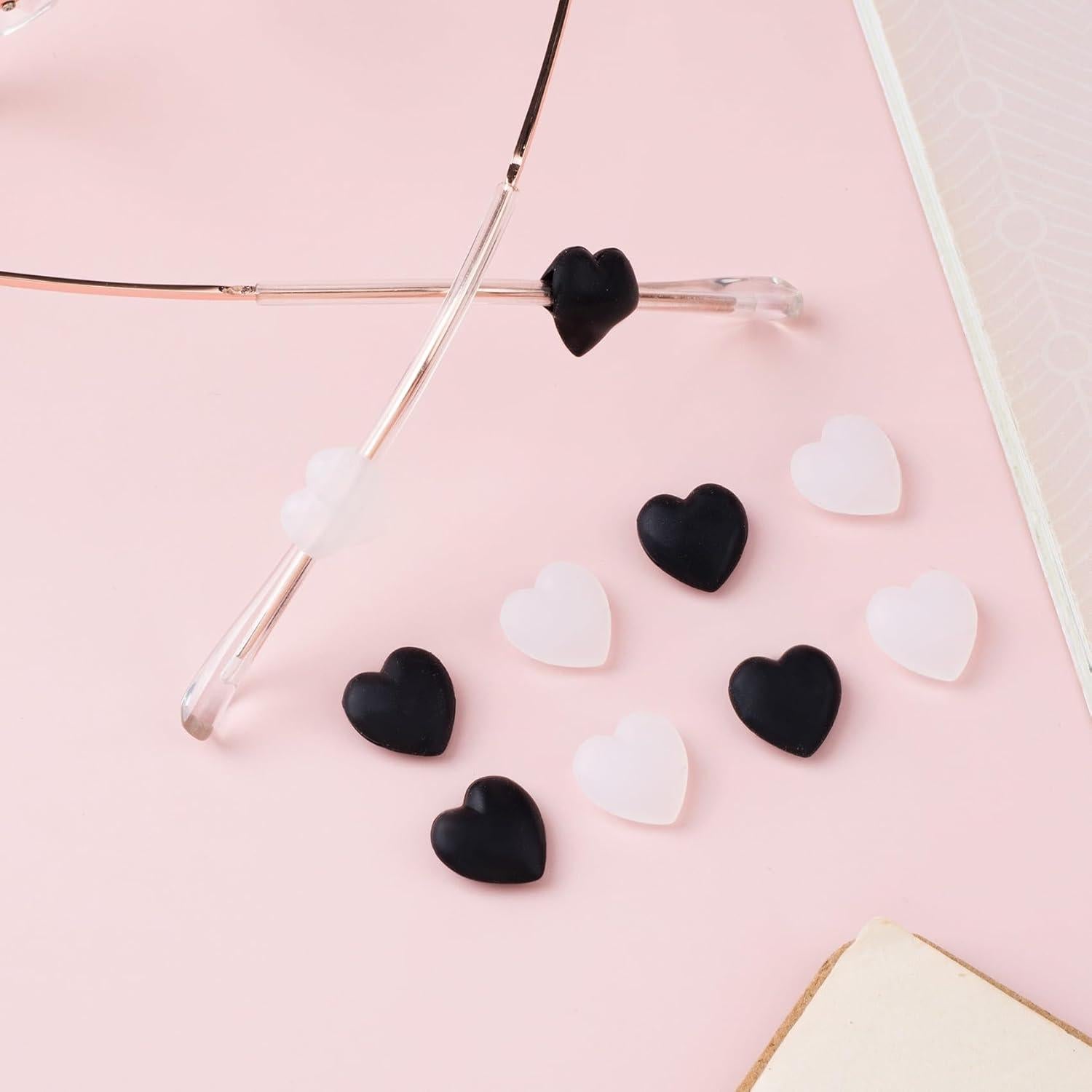 Grapas para Gafas de Silicona Suave - 5 Pares en Negro y Blanco