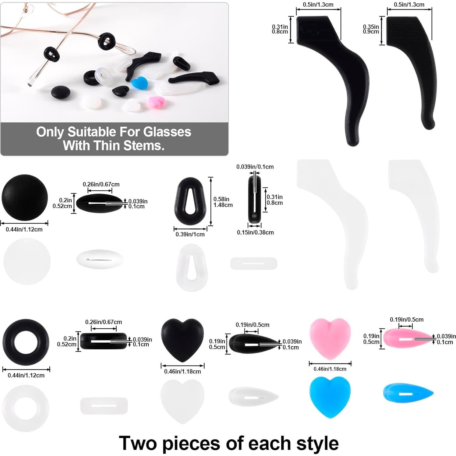 Grapas para Gafas de Silicona Suave - 14 Pares en Colores