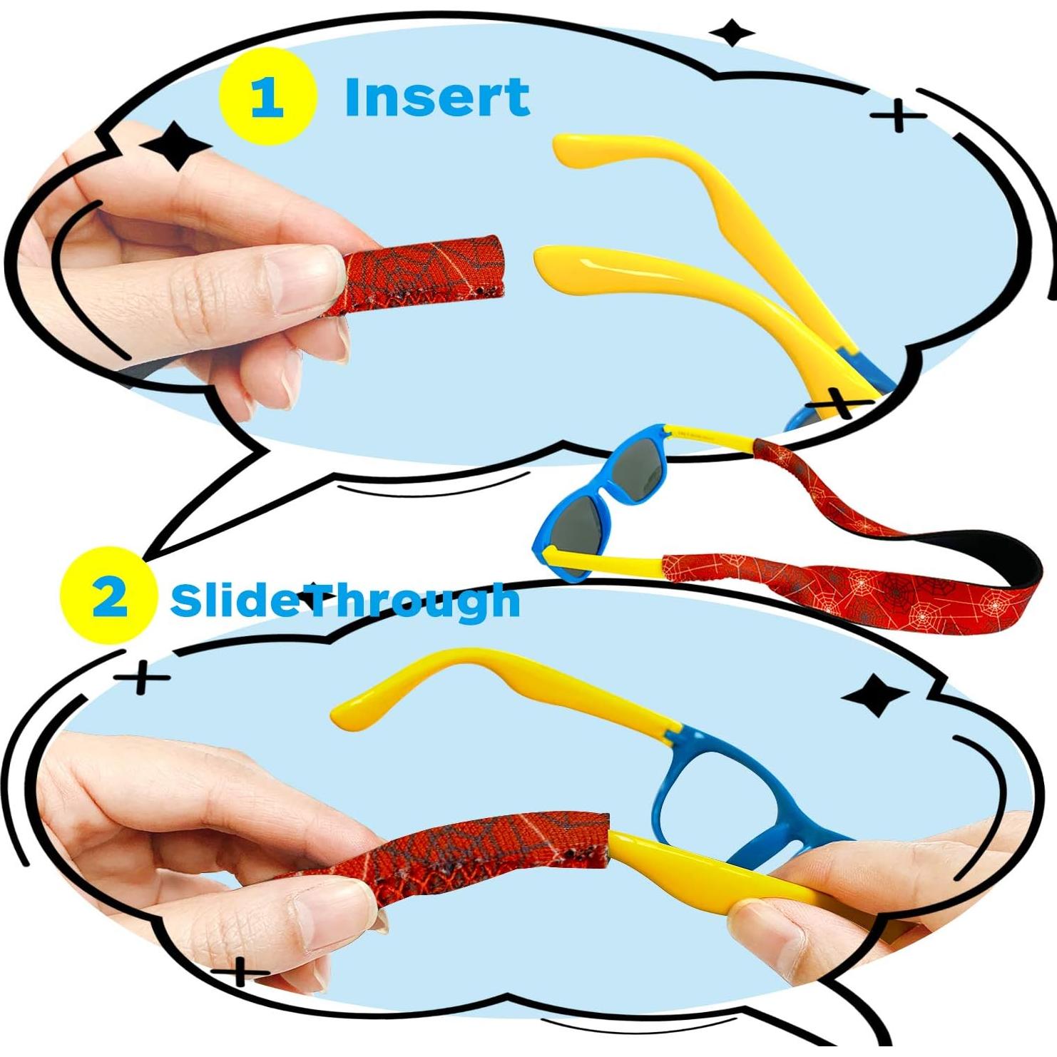 Retenedor de Gafas Spider Kids Neopreno Ajustable Rojo-Negro