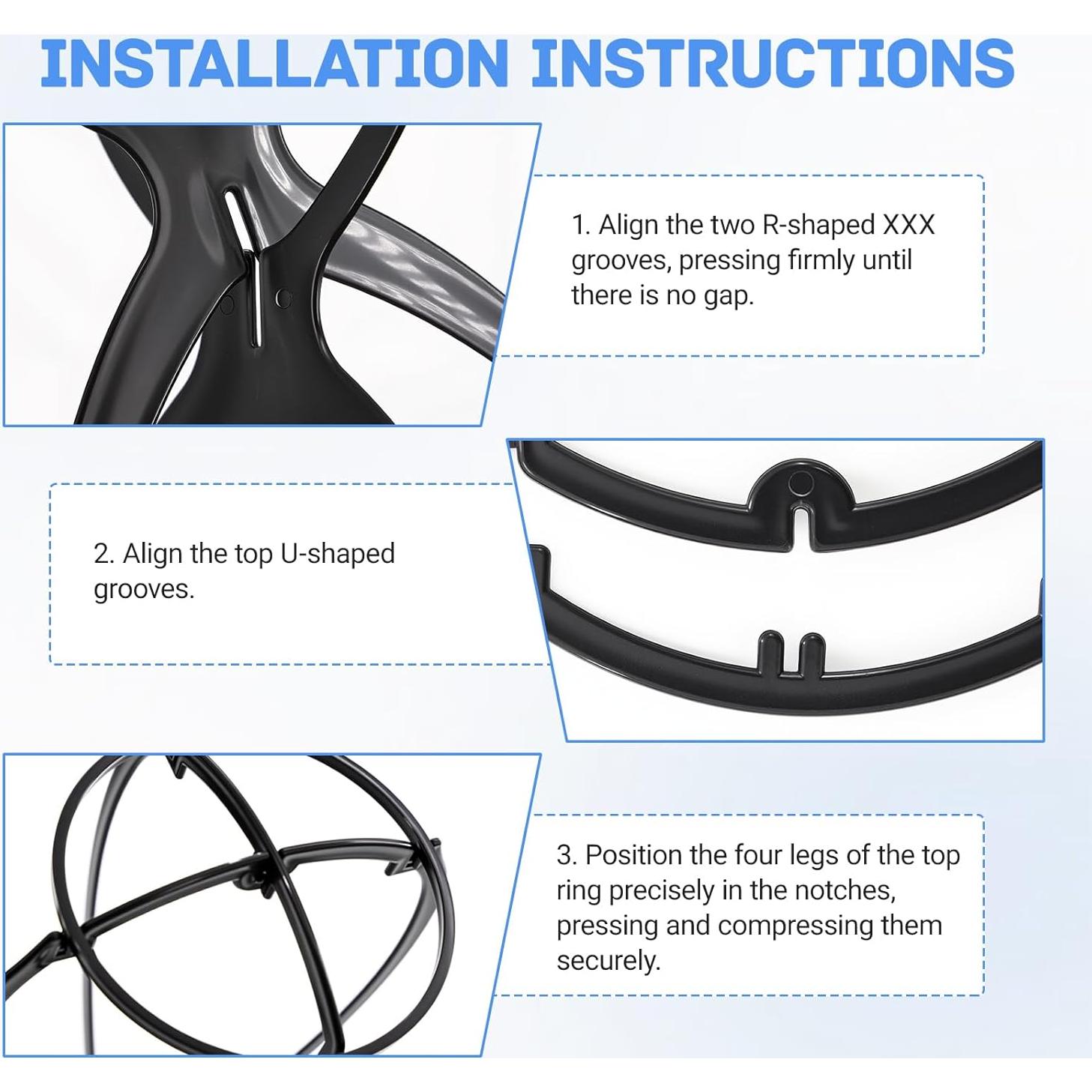 Paquete de 3 Soportes para Pelucas + 3 Peines - Negro