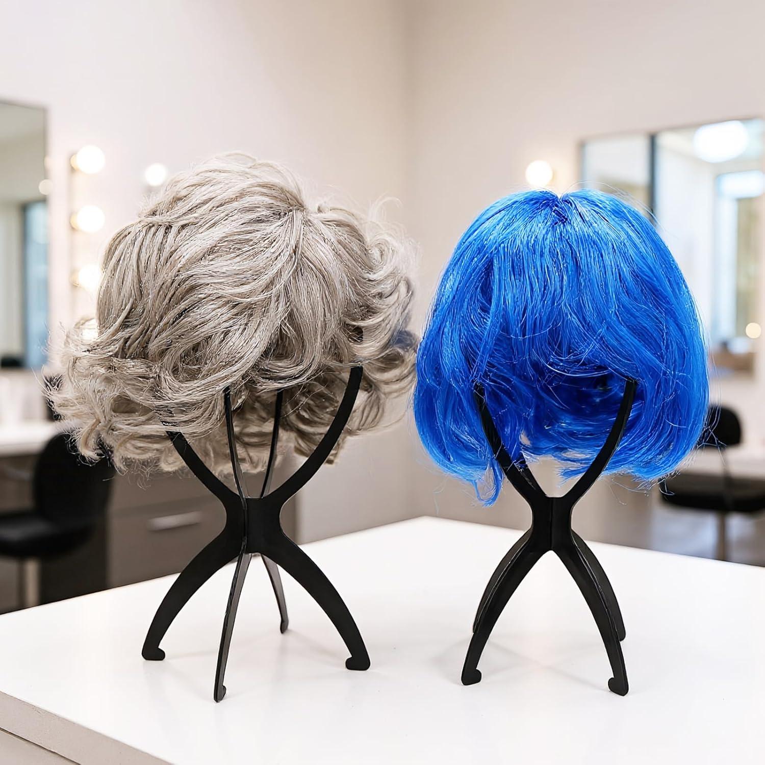 Paquete de 3 Soportes para Pelucas + 3 Peines - Negro