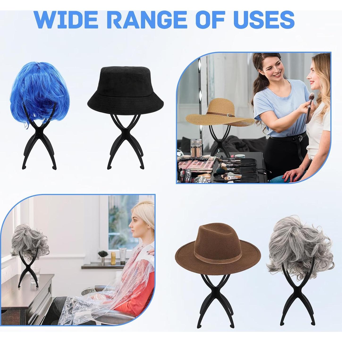 Paquete de 3 Soportes para Pelucas + 3 Peines - Negro