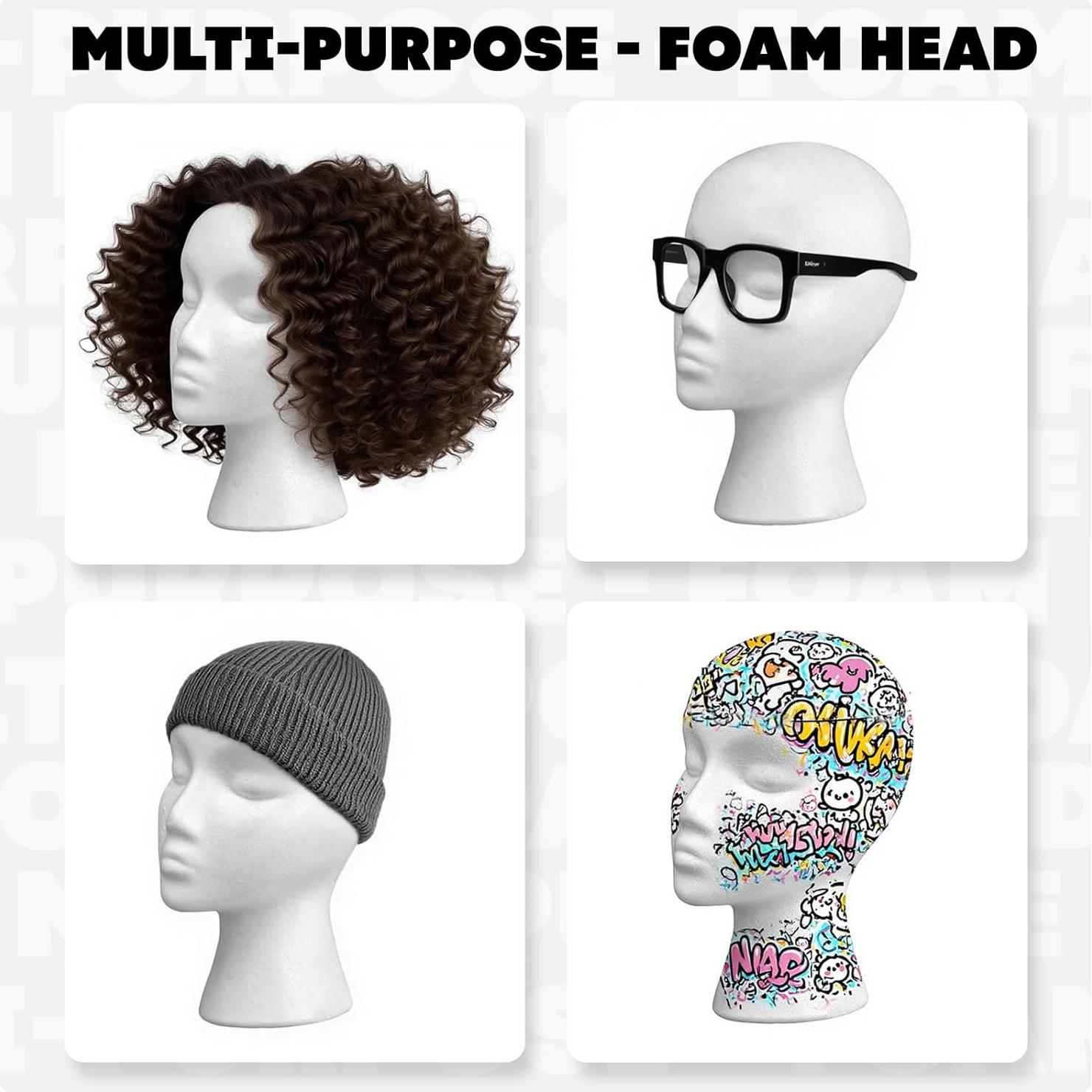 Cabeza de Peluca de Espuma Smilco 11" - 3 Piezas para Estilo