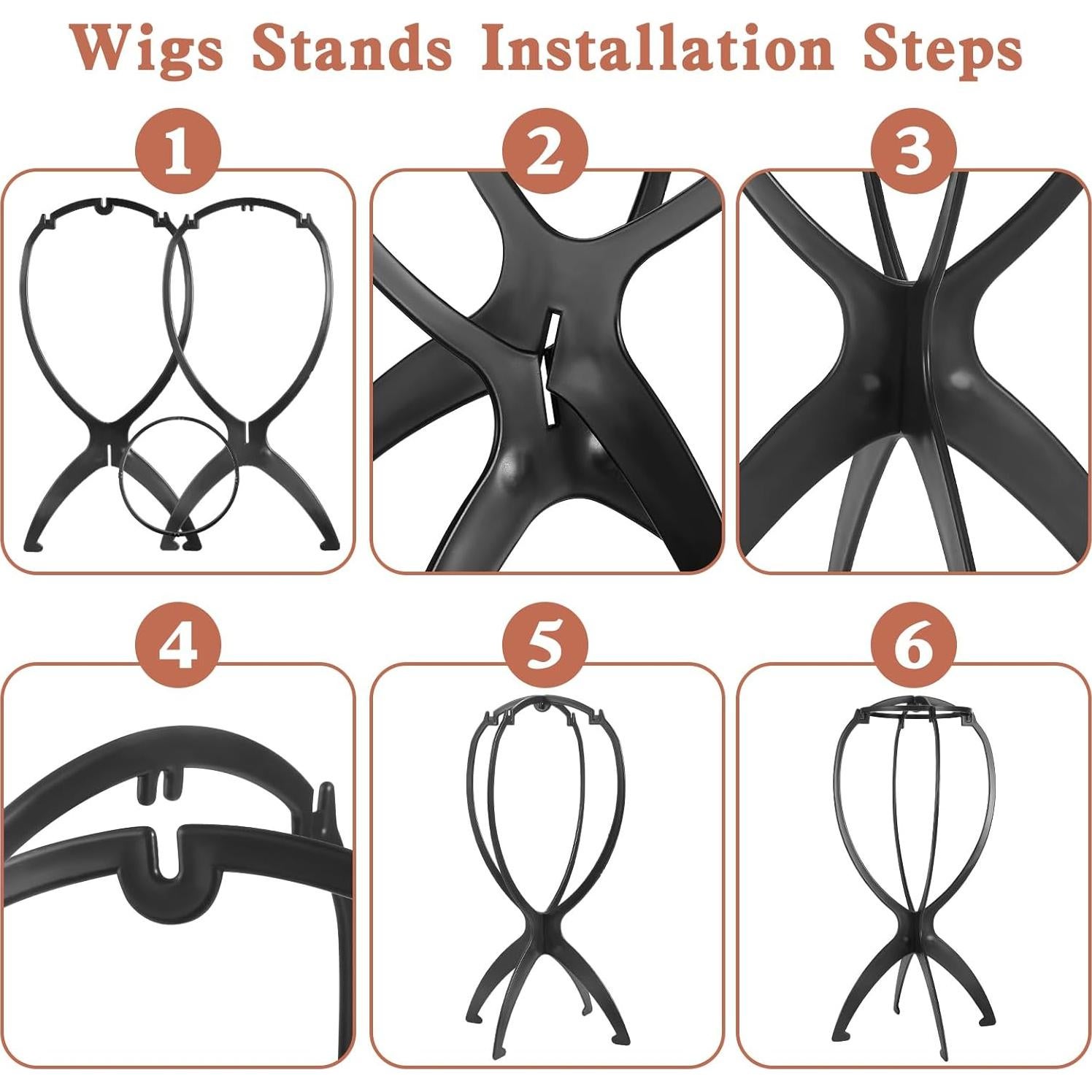 Soporte de Peluca Plegable VZZNN 12PC Plástico Duradero