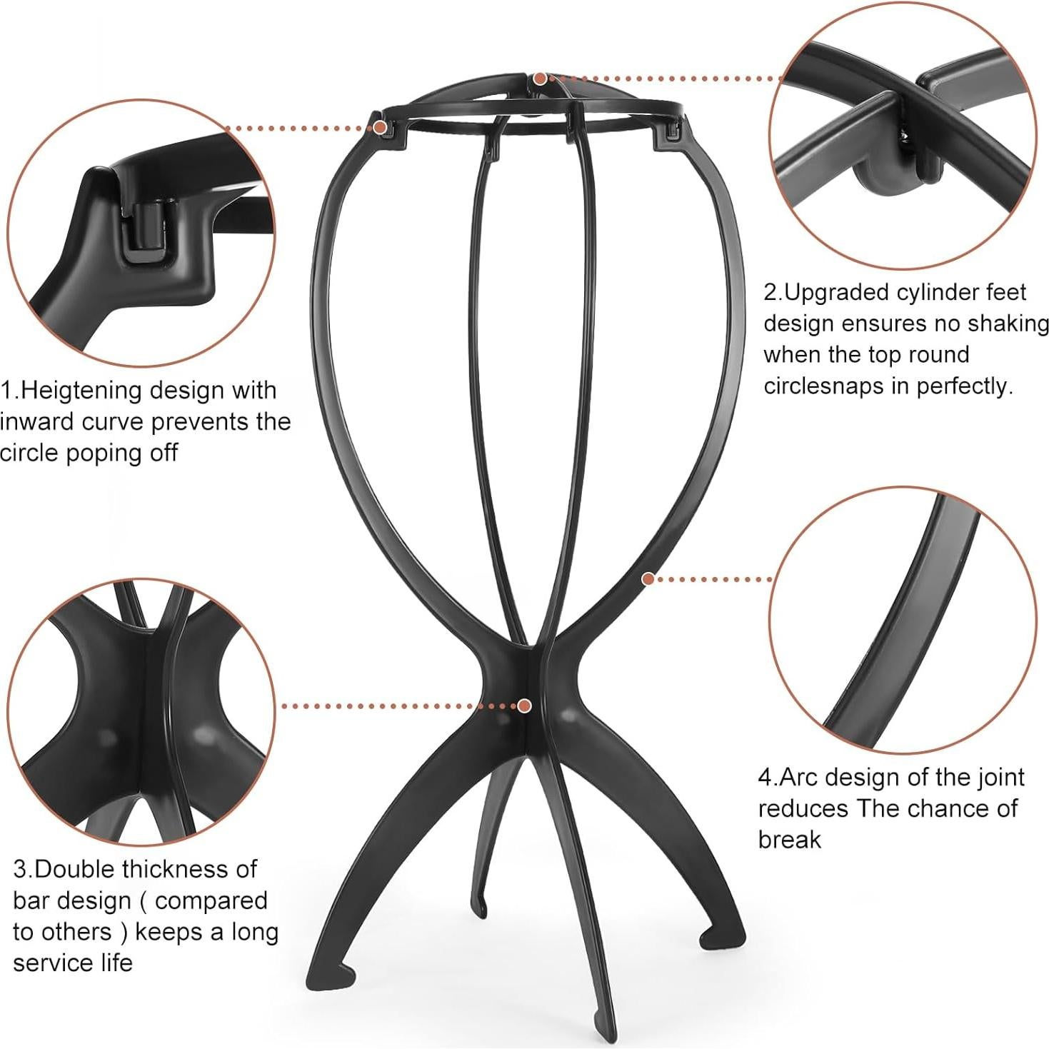 Soporte de Peluca Plegable VZZNN 12PC Plástico Duradero