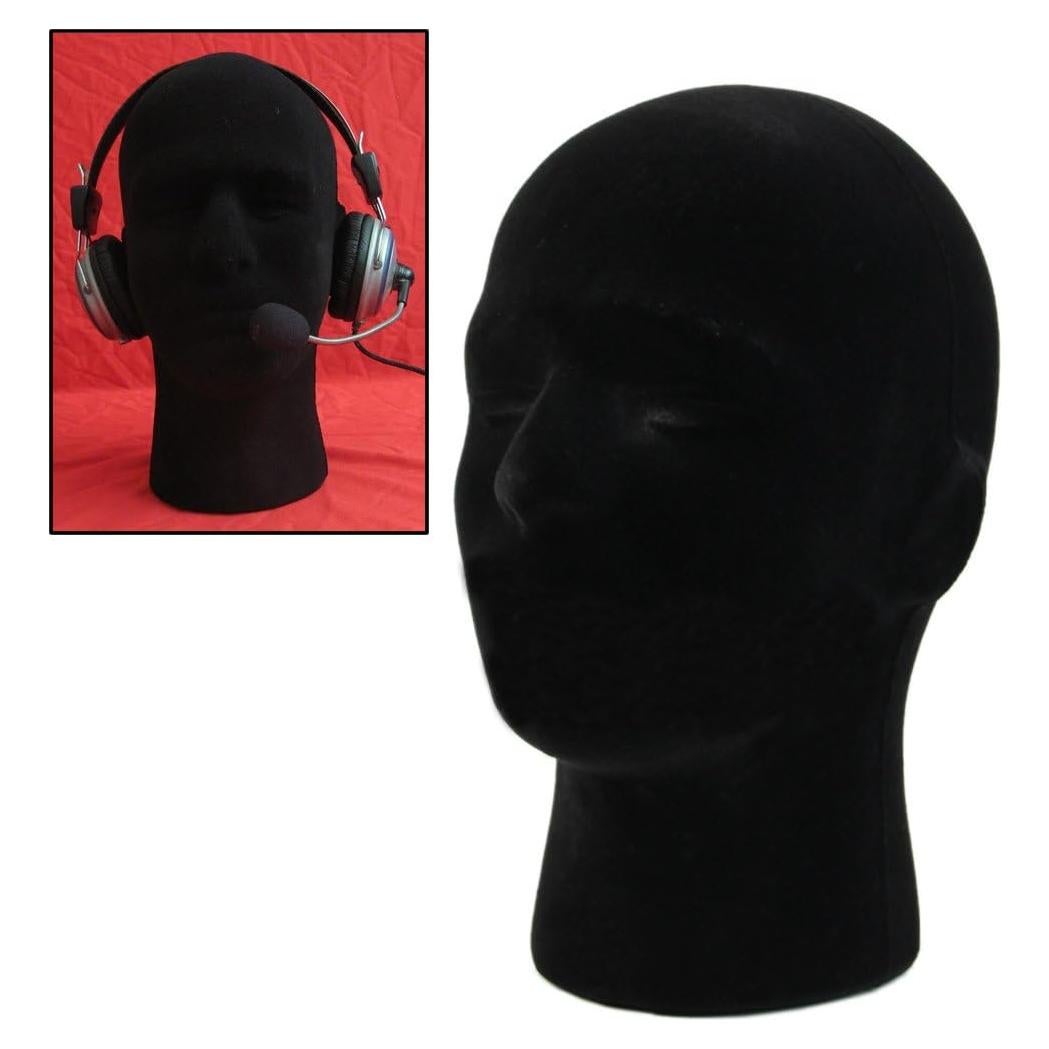 Cabeza de Maniquí de Espuma Negra LIAMTU 28 cm para Pelucas