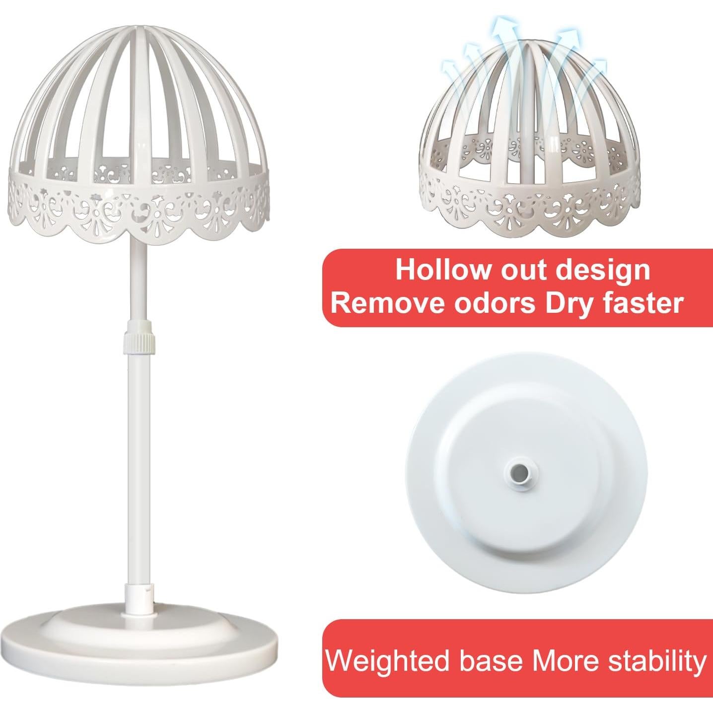 Soporte para Pelucas Ajustable Genérico 2 Piezas Blanco