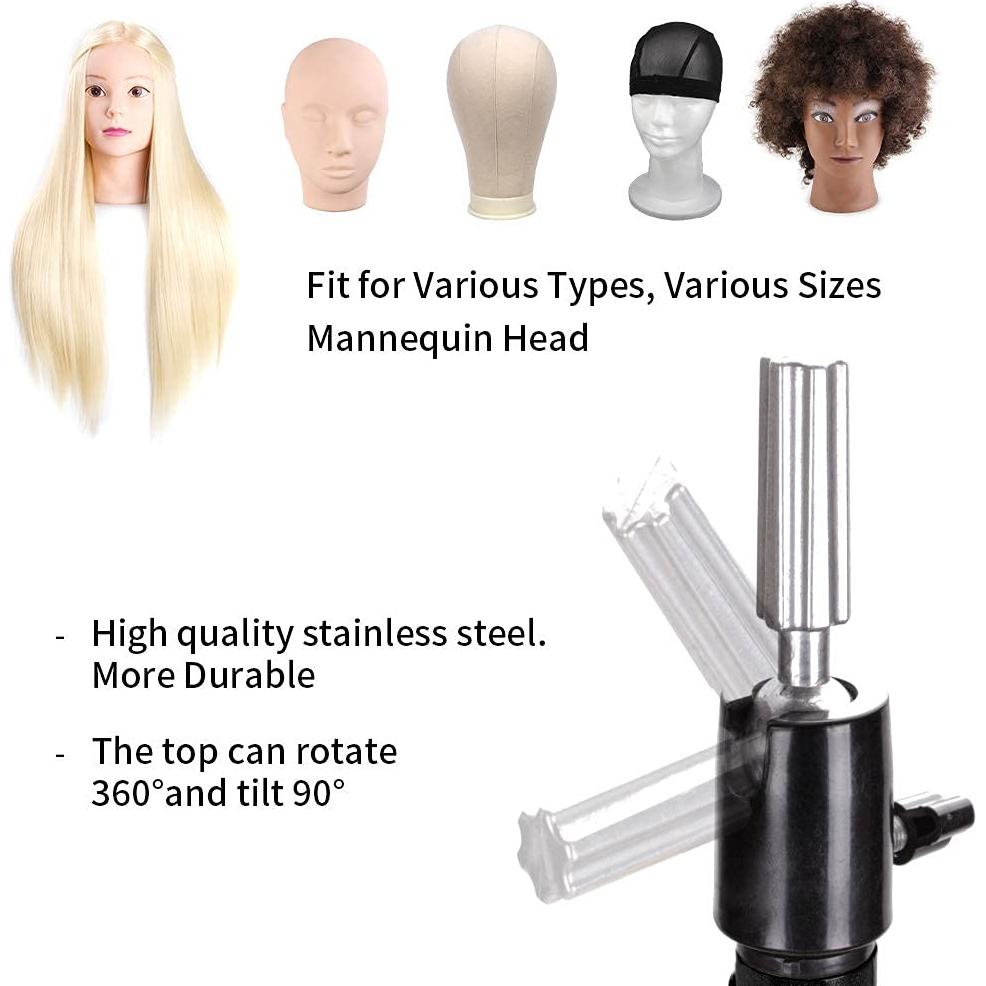 Soporte de Peluca Trípode Negro 139.7 cm con Bandeja