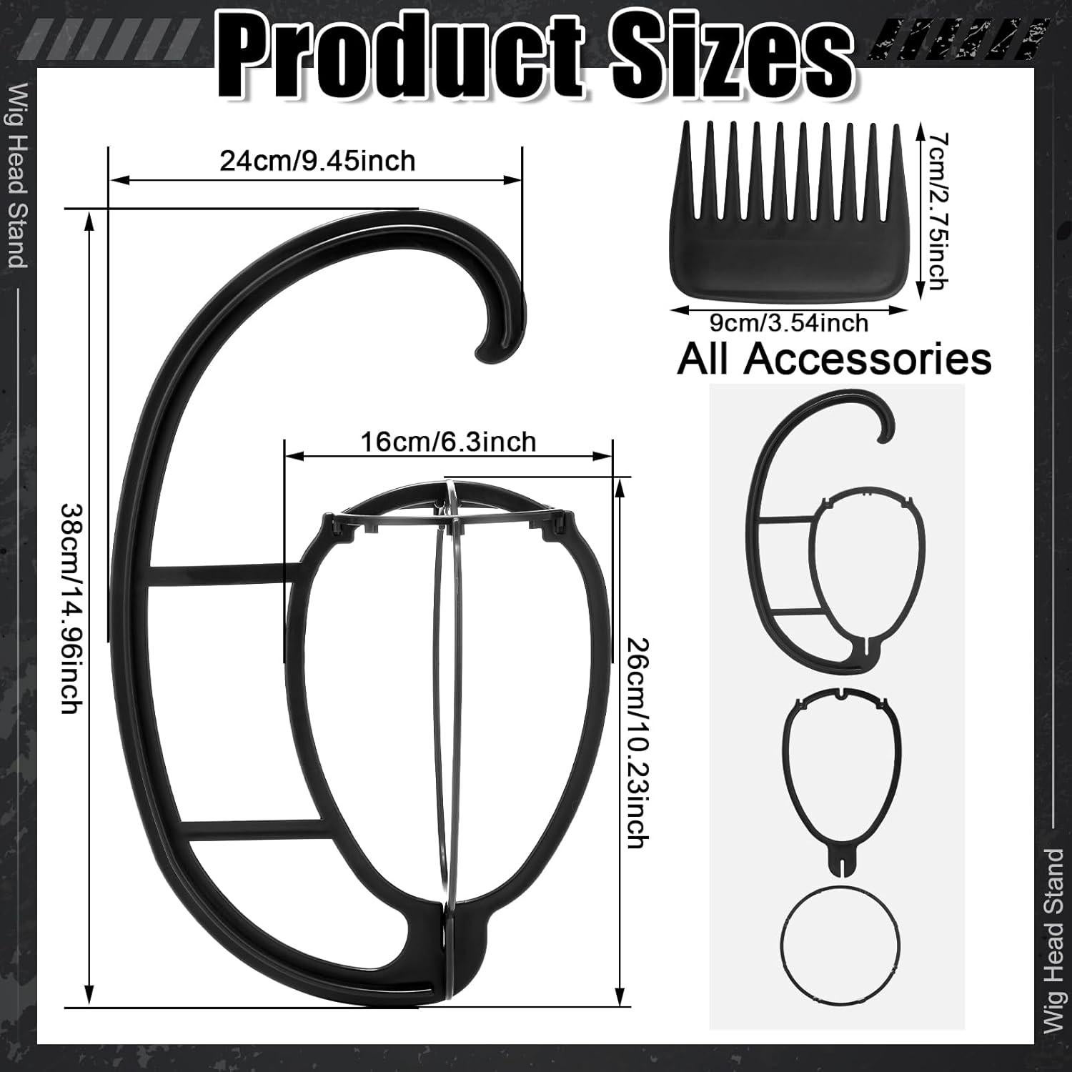 Soporte de Peluca ProSuites con Peine - Set de Viaje 25.9 cm