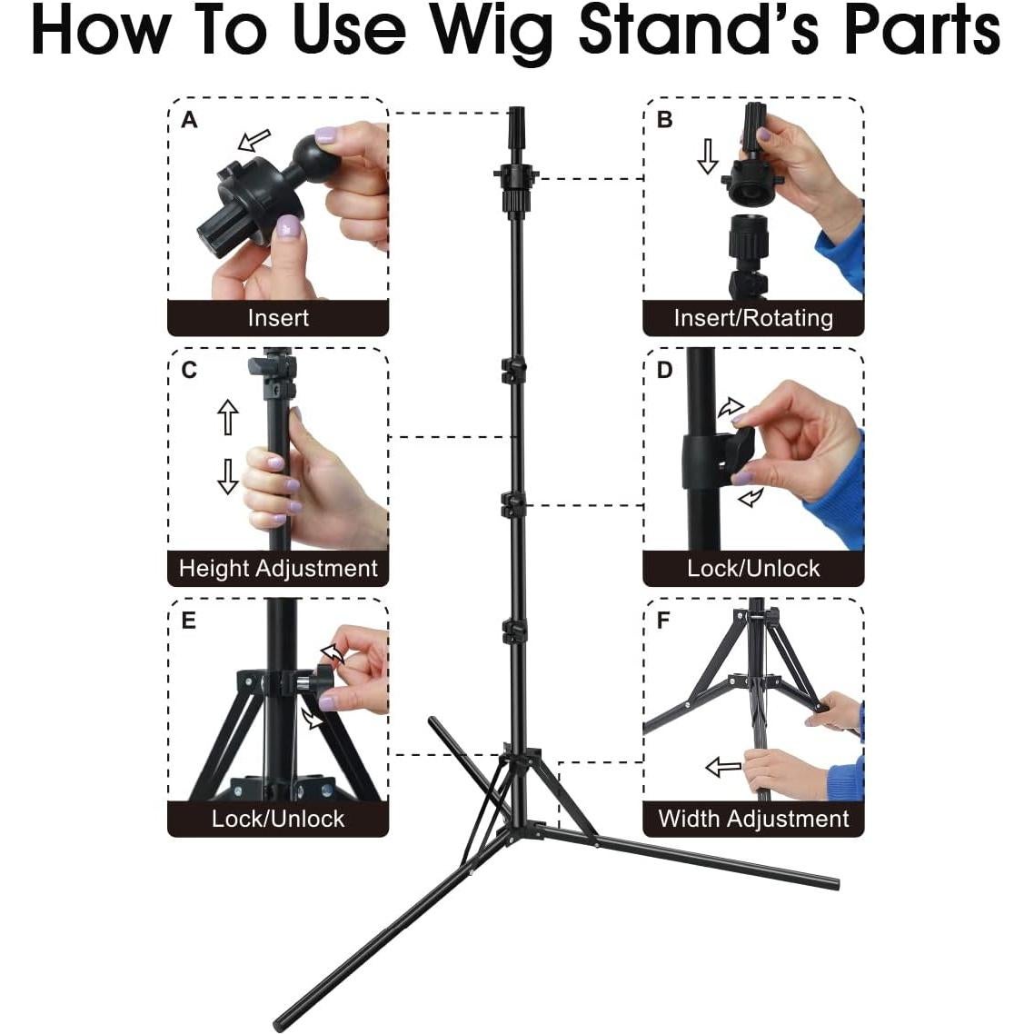 Soporte de Peluca Plegable LNASI Ajustable 43-142 cm Metal