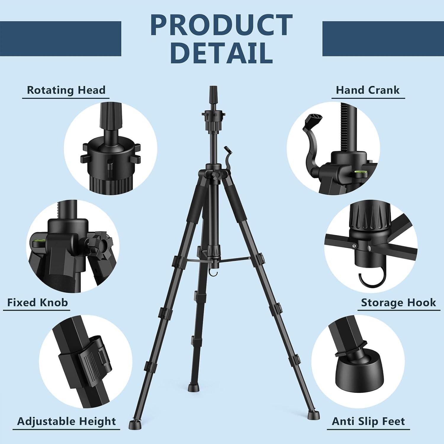 Soporte de Peluca Trípode Retbtnm Ajustable 54 cm Metal