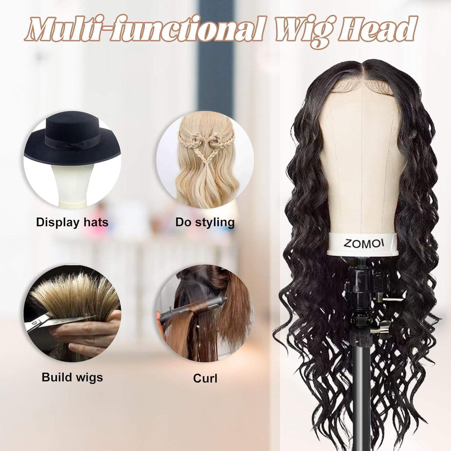 Soporte para Pelucas ZOMOI con Cabeza de Lienzo 55.88 cm