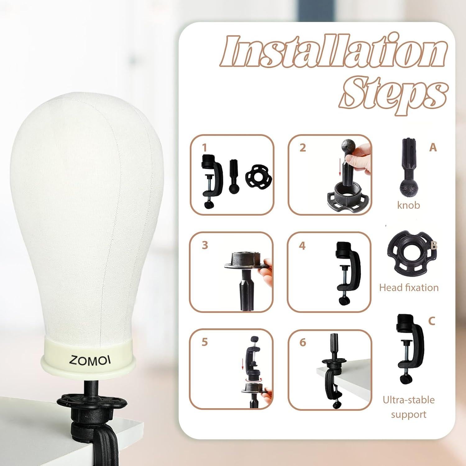 Soporte para Pelucas ZOMOI con Cabeza de Lienzo 55.88 cm