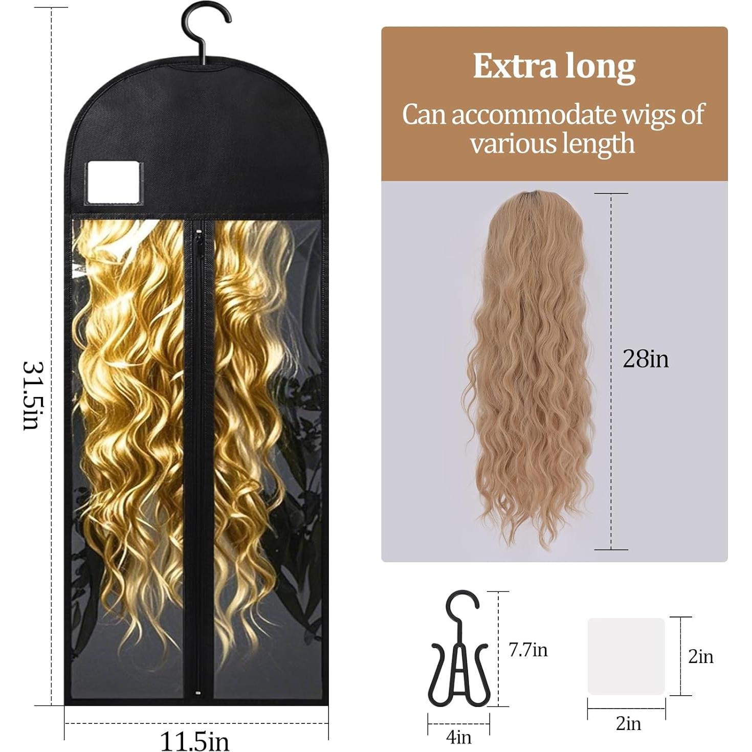 6 Bolsas de Almacenamiento para Pelucas YUJIASH 80cm con Percha