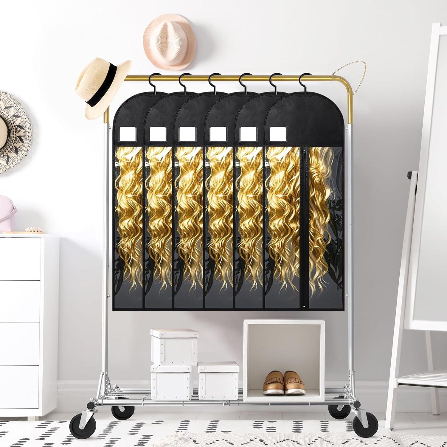 6 Bolsas de Almacenamiento para Pelucas YUJIASH 80cm con Percha