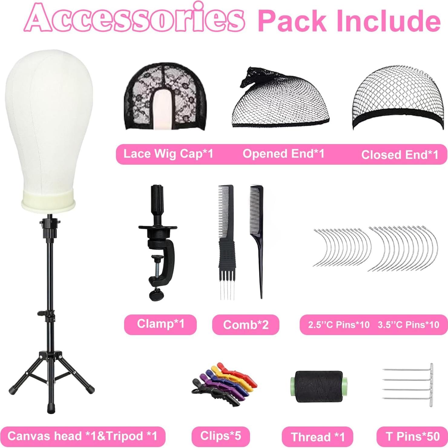 Cabeza de Maniquí 56 cm Firstwon con Soporte Trípode y Accesorios