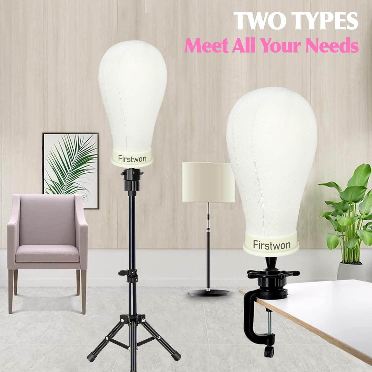 Cabeza de Maniquí 56 cm Firstwon con Soporte Trípode y Accesorios