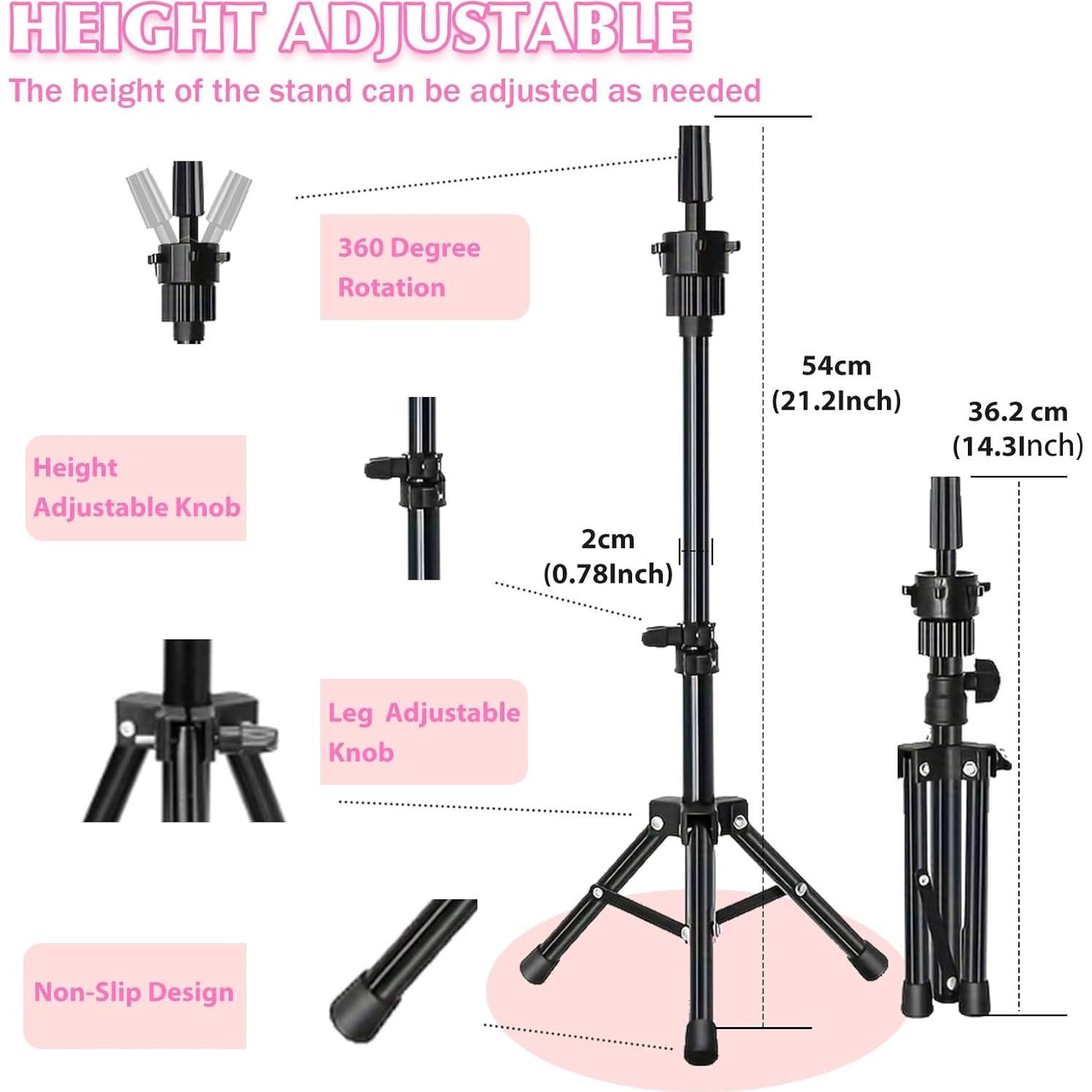 Cabeza de Maniquí 56 cm Firstwon con Soporte Trípode y Accesorios