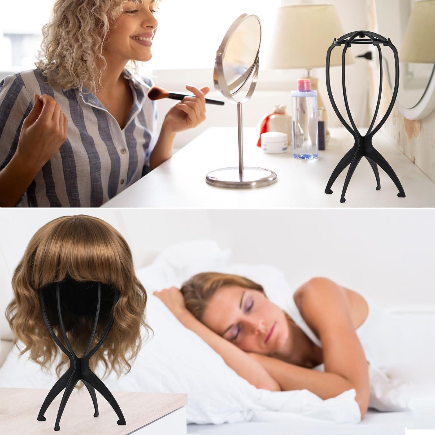 Soporte para Peluca Tecbeauty 9 Pcs Negro Plegable 35.1 cm