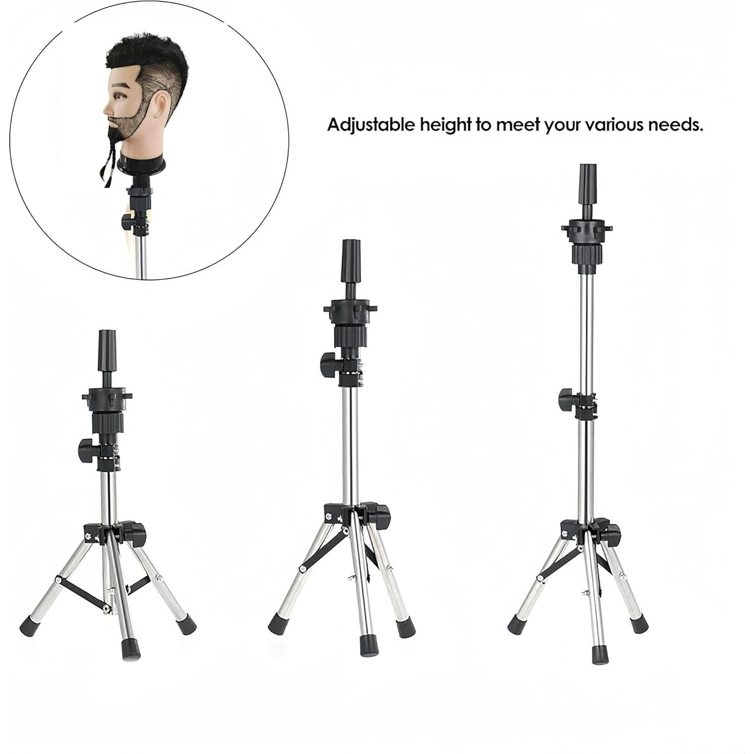 Soporte de Cabeza de Peluca Ajustable Yiifiulyn Mini Negro