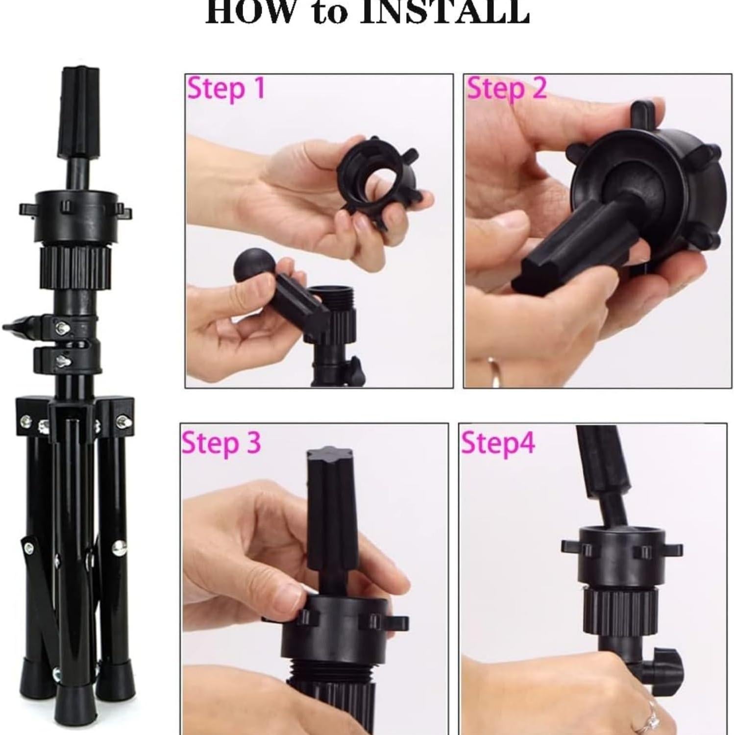 Cabeza de Peluca de Lienzo Koskusder 22" Rosa con Soporte