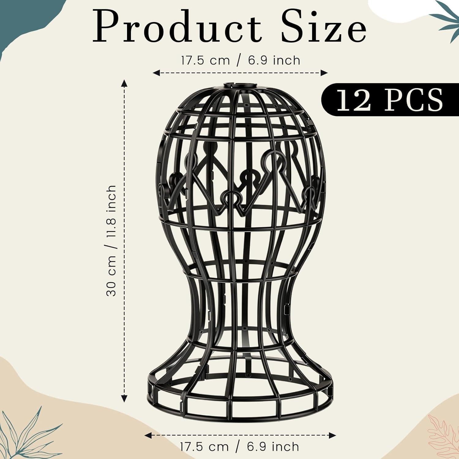 Paquete de 12 Soportes para Pelucas Otoolling - Plástico Negro 30x50.8cm