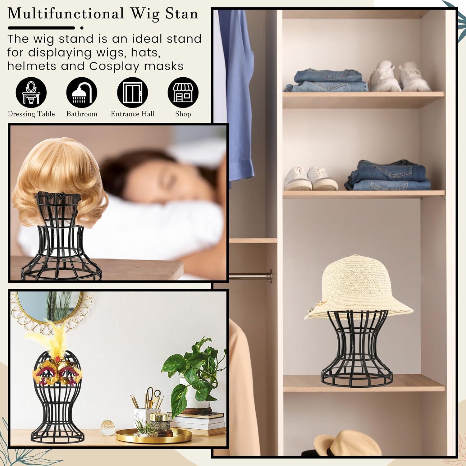 Paquete de 12 Soportes para Pelucas Otoolling - Plástico Negro 30x50.8cm