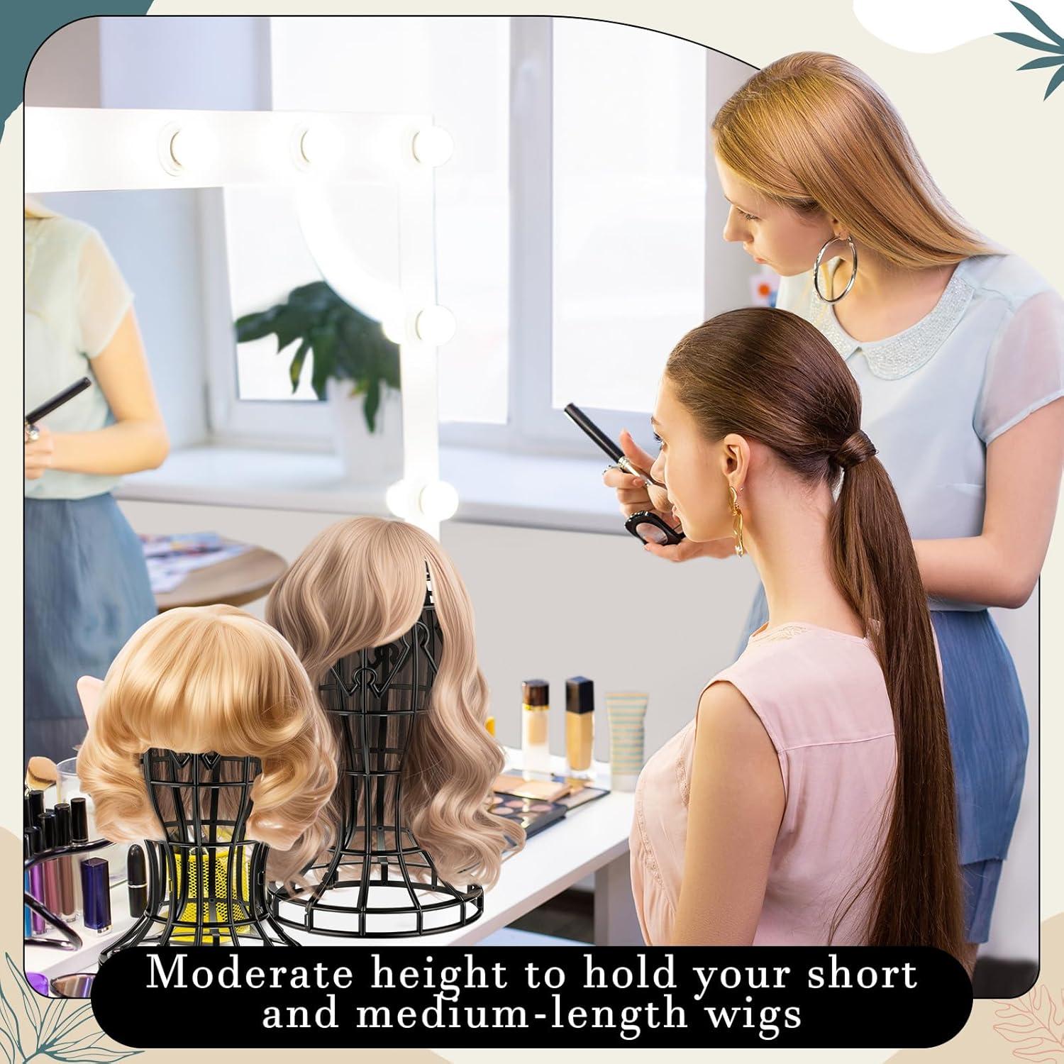 Paquete de 12 Soportes para Pelucas Otoolling - Plástico Negro 30x50.8cm