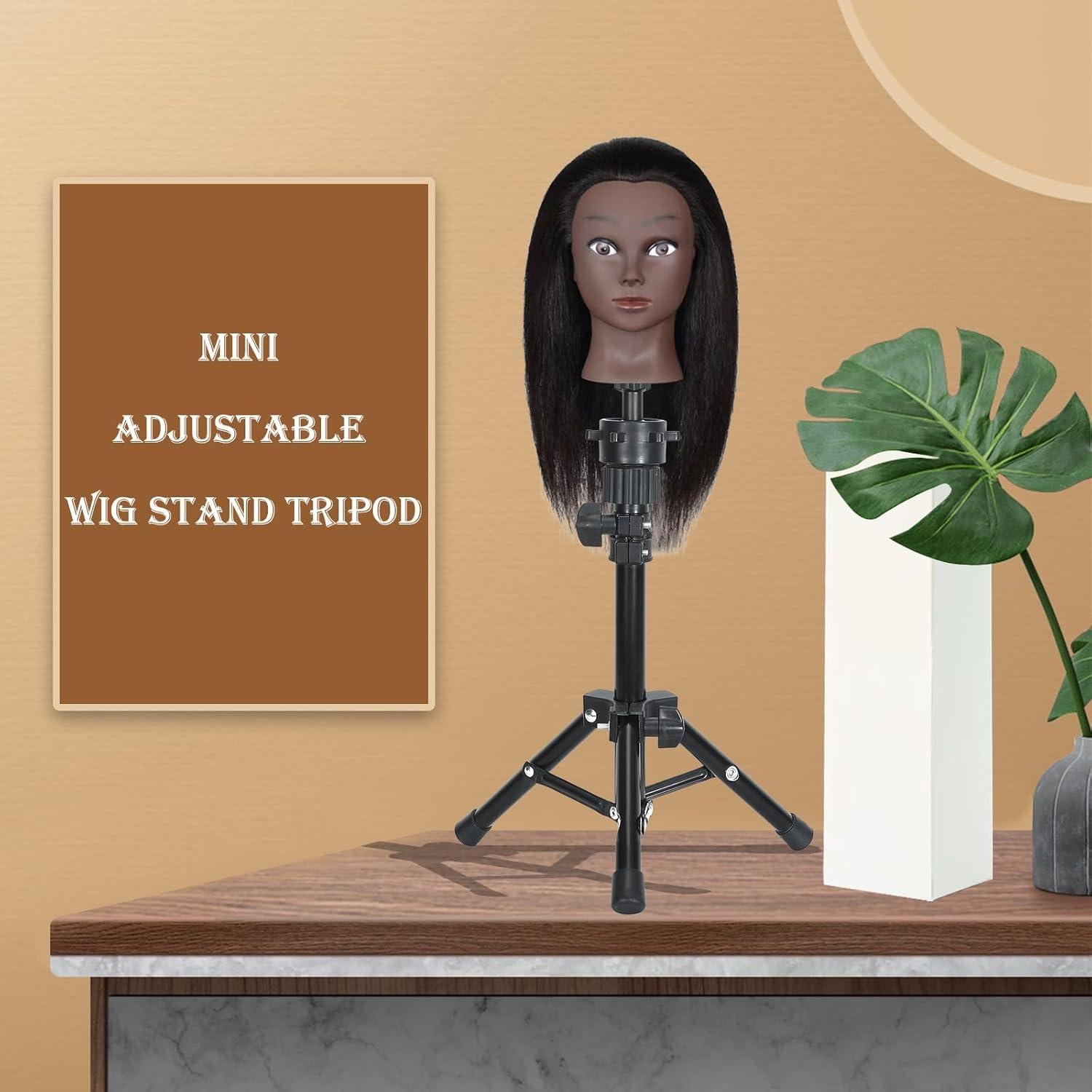 Soporte de Peluca Tripode Ajustable Ailsa 64cm Metal Negro