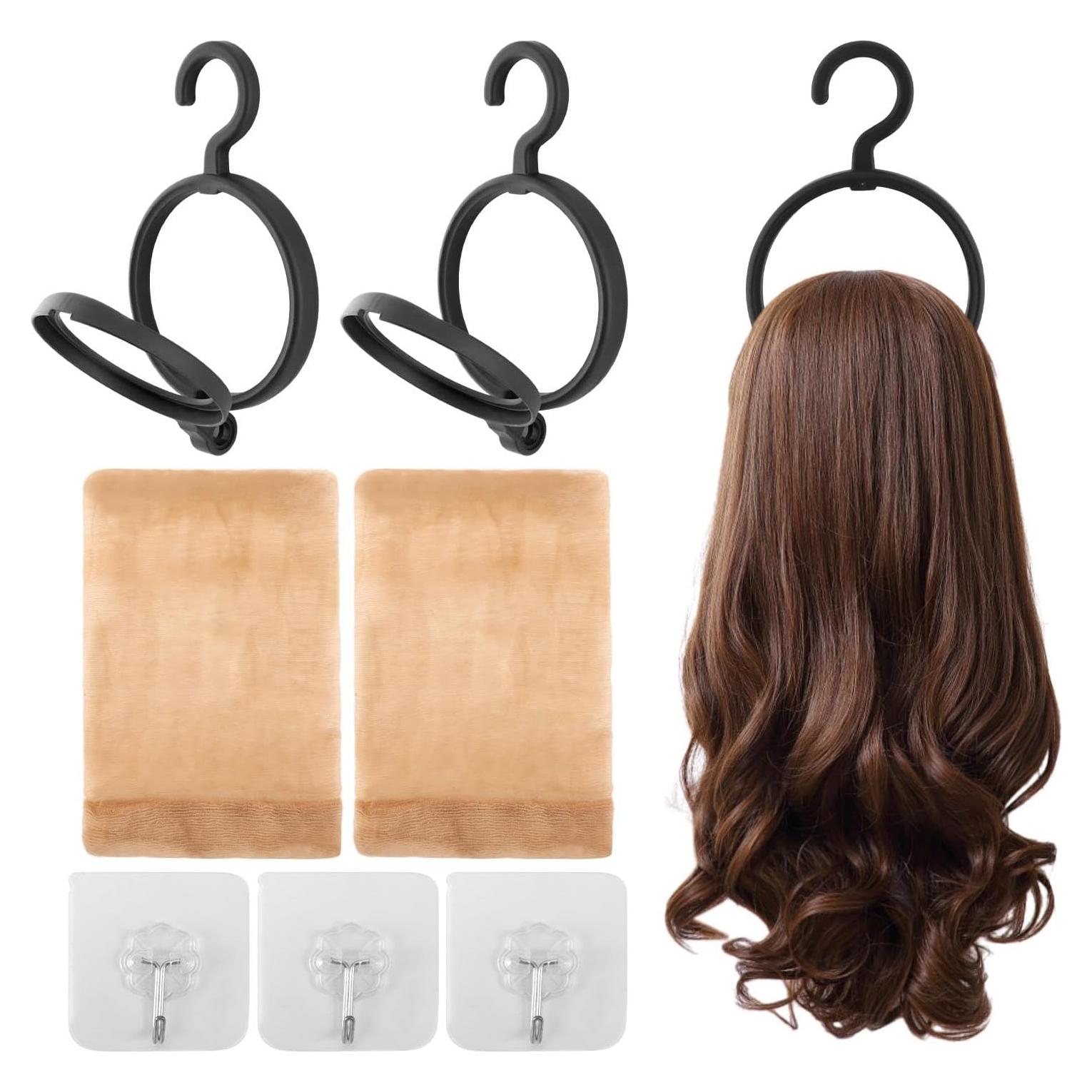 Paquete de 3 Soportes de Peluca Plegables QWLWBU - Negro